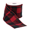 Plaid Wired Ribbon – Red and Black – 4" Wide, 5 Yds., Set of 2 – Melrose