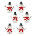 Christmas Snowman Figurines – Glittered Paper Pulp 4.75" Height Holiday Set of 6 by Melrose