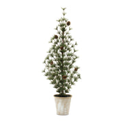Faux potted pine trees indoor holiday decor