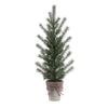 Rustic mini pine trees with bow tie planter accent