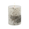 Set of 2 LED pillar candles with birch design