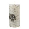 Indoor flameless pillar candles birch texture