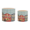 Dolomite christmas planter with winter village artwork