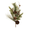 Decorative arrangement of pine branches, pinecones, and berries on a white background