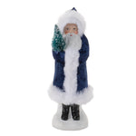 Christmas Santa Figurine Set of 2 Blue Outfit Paper Pulp 8" H Tabletop Decor by Melrose