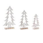 Christmas Wood Tree Cutout Set of 3 White Washed Tabletop Decor 18" Tall by Melrose
