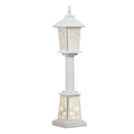 Traditional LED Lantern Post 32" H White Wooden Christmas Decor by Melrose