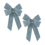 Glittered Double Holiday Bow (Set of 2) – 15"H Blue Polyester Christmas Tree and Wreath Decor by Melrose