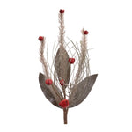 Glittered Pine and Sleigh Bell Spray (Set of 6) – 18"H Red & Silver Faux Christmas Floral Decor by Melrose