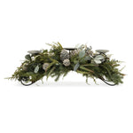 Mixed Pine Candle Holder Centerpiece – 32"L Green & Brown Faux Holiday Table Decor by Melrose