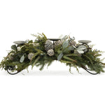 Faux Pine Greenery Candle Holder for Mantel Decor