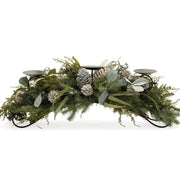 Faux Pine Greenery Candle Holder for Mantel Decor