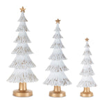 Decorative Tabletop Tree Festive White & Gold Christmas Tree Set of 3 – 18"H by Melrose