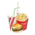 Glass Burger Fries and Soda Ornament (Set of 4) – 4.5"H Gold White Fast Food Christmas Tree Decor by Melrose