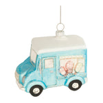 Glass Ice Cream Truck Ornament (Set of 12) – 4"H Blue & Pink Glass Christmas Tree Decor by Melrose