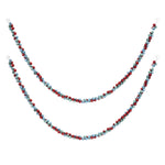 Metal Sleigh Bell Cluster Garland (Set of 2) – 5' L Red & Blue Iron Christmas Garland by Melrose