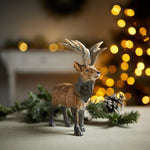 Wooden Deer Figurine – 6.5"H Brown Wood Rustic Christmas Tabletop Decor by Melrose