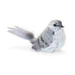 Feathered Bird Shelf Sitter (Set of 12) – 3.5"H Gray & White Faux Feather Christmas Decor by Melrose