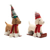 Red White Green Holiday Dog Figurine Set – Polyester – 16.5 in Height – Christmas Tabletop Decor by Melrose