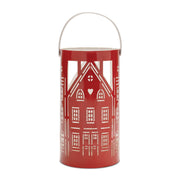 Red and White Holiday House Lantern Decor