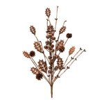 Mixed Holly Berry Pinecone Spray (Set of 6) – 18"H Brown & Copper Rustic Christmas Stems by Melrose