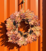 Autumn Leaf and Pinecone Wreath Orange Yellow Brown 6.5" H – 26" Diameter by Melrose