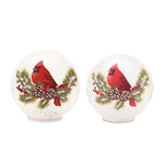 Lighted Nature-Inspired Cardinal Glass Globes for Christmas, Set of 2 by Melrose