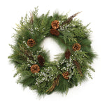 Mixed Pine Juniper Wreath Natural Pinecone Christmas Decor – 24" by Melrose