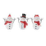 Snowman Christmas Decor Set of 3– Winter Holiday Display 5" by Melrose