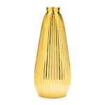 Gold Decorative Vase Ribbed Ceramic Design – 16.5" by Melrose