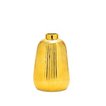 Ceramic Vase Set of 2 – Ribbed Metallic Gold Finish 8" by Melrose