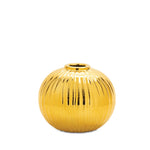 Gold Ceramic Vase Rounded Decorative Design – 4" by Melrose