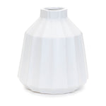 White Ceramic Vase Ribbed Modern Design – 7 " Set of 2 by Melrose