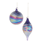 Christmas Tree Ornaments Purple Iridescent Glass – 6" Set of 12 by Melrose