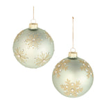 Christmas Tree Ball Ornaments Green Glass with Gold Accents – 4" Set of 6 by Melrose
