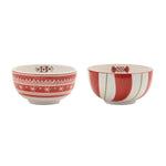 Ceramic Santa Candy Bowls Set of 4, Red and White Holiday Designs by Melrose