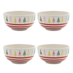 Pine Tree Bowls Ceramic Christmas Festive (Set of 4) – 6" Multicolor Holiday Serving Dish Set