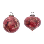Christmas Tree Ornament Set Marble Finish Glass –Red Decorative Ornaments (4.5") by Melrose