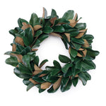 Christmas Magnolia Leaf Wreath – Green Beige Foliage Height 6.5 Door and Wall Decor by Melrose