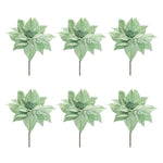 Glittered Poinsettia Flower Stem Set 25.5" Height Mint Green Holiday Stems by Melrose