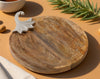Fall Pumpkin Tray 1.5"H Wooden Carved Design with Aluminum Stem Melrose