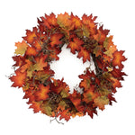 Maple Leaf Wreath Polyester Fall Foliage 28" H Indoor Thanksgiving Decor by Melrose