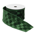 Holiday Green Wired Ribbon Set – Checkered Texture 2.5" W x 5 Yds – DIY Decorations by Melrose