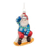 Snowboarding Santa Christmas Ornament Set of 6