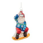 Snowboarding Santa Ornament (Set of 6) – 5.25"H Glass Holiday Tree Decor by Melrose