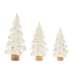 Christmas Modern Wood Pine Tree Set of 3 White Beige Finish  13.5" H Tabletop Decor by Melrose