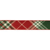 Red and Green Plaid Wired Ribbon for Holiday Crafts