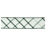 Plaid Wired Polyester Ribbon 4" x 5 Yards White and Green Holiday and Craft Ribbon By Melrose