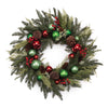 Mixed Pine Holiday Wreath with Ornaments and Pinecones