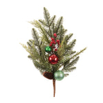 Pine and Ornament Spray Set of 2 33"H Green and Red Holiday Floral Decor By Melrose